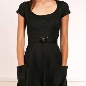 $2200Authentic PRADA Navy Dress Zip w Belt 40/ 4